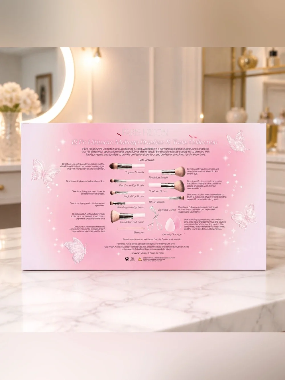Paris Hilton Pink 12-Piece Beauty Accessory Gift Set New